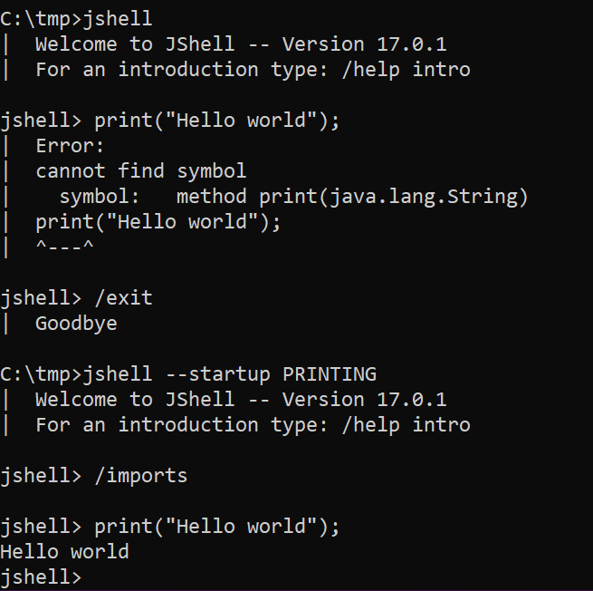 Paramétrage du classpath au lancement de jshell - exemple 2